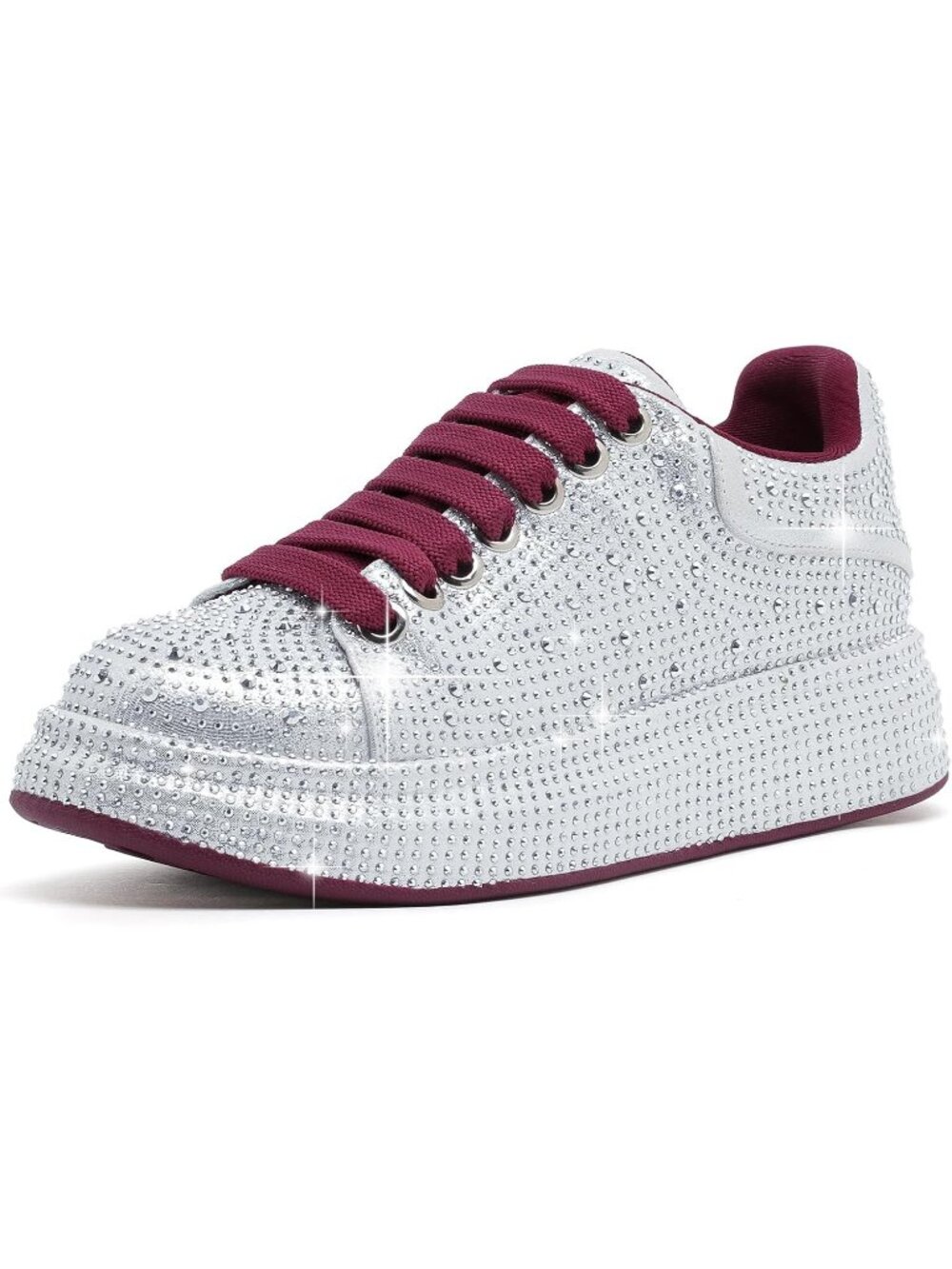 Women's Grey Red Glitter Neon Dressy Sparkly Rhinestone Bling Comfort Sneakers